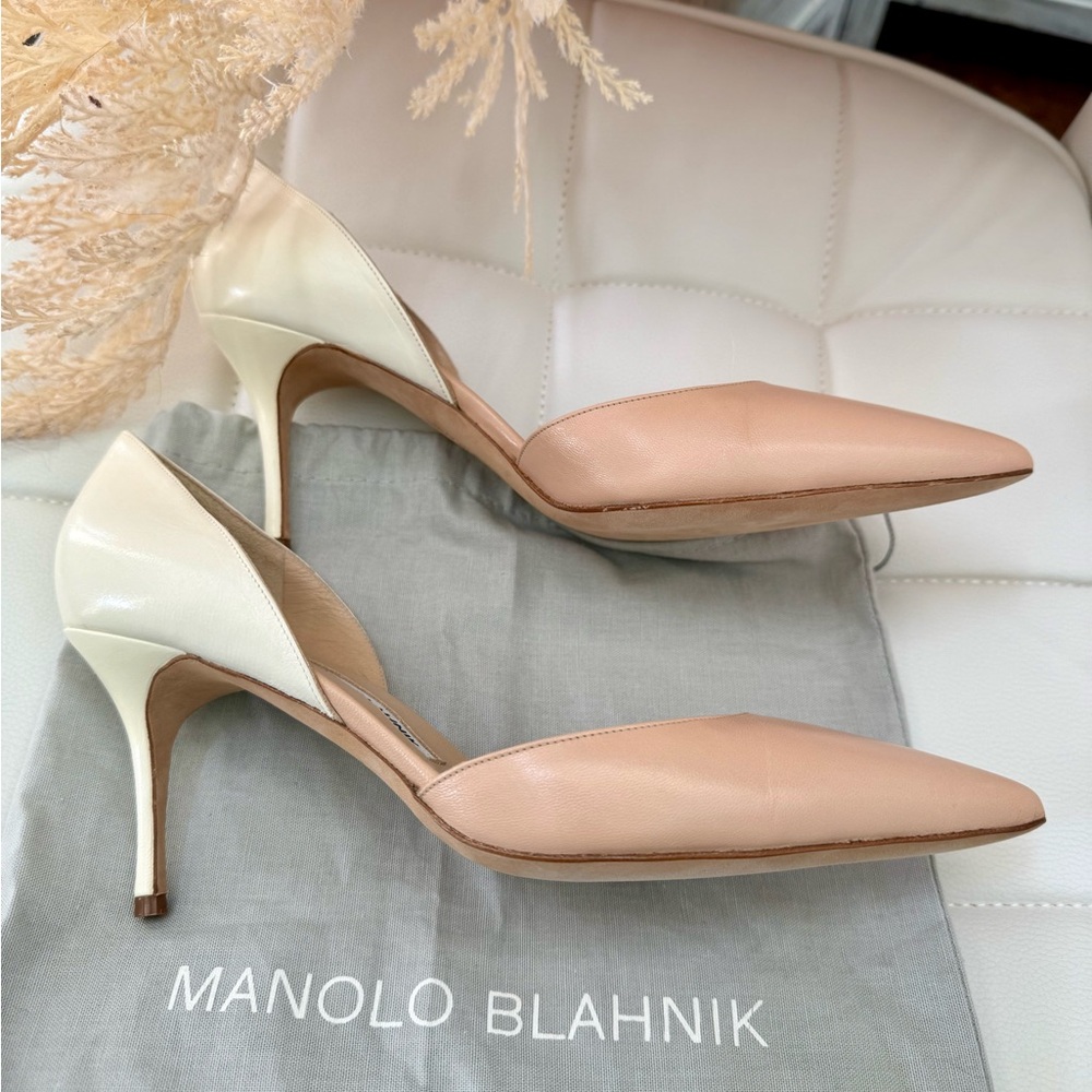 Manolo Blahnik Two-Tone Leather D’Orsay Pumps – Size 40 - Picture 8 of 11